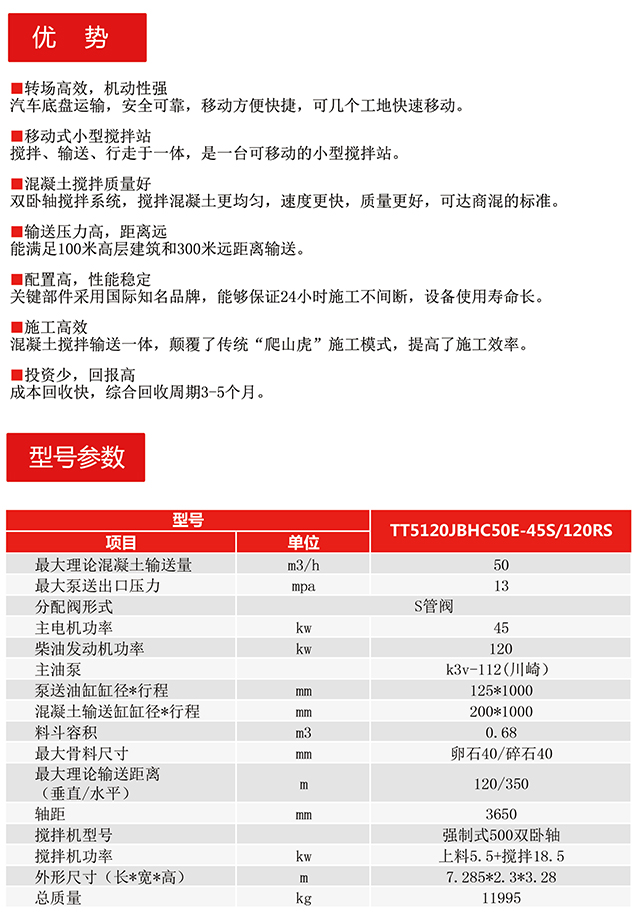 混凝土攪拌車載泵的優勢與型號參數表圖